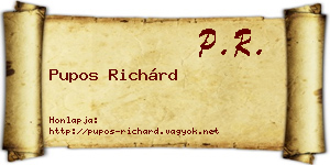 Pupos Richárd névjegykártya